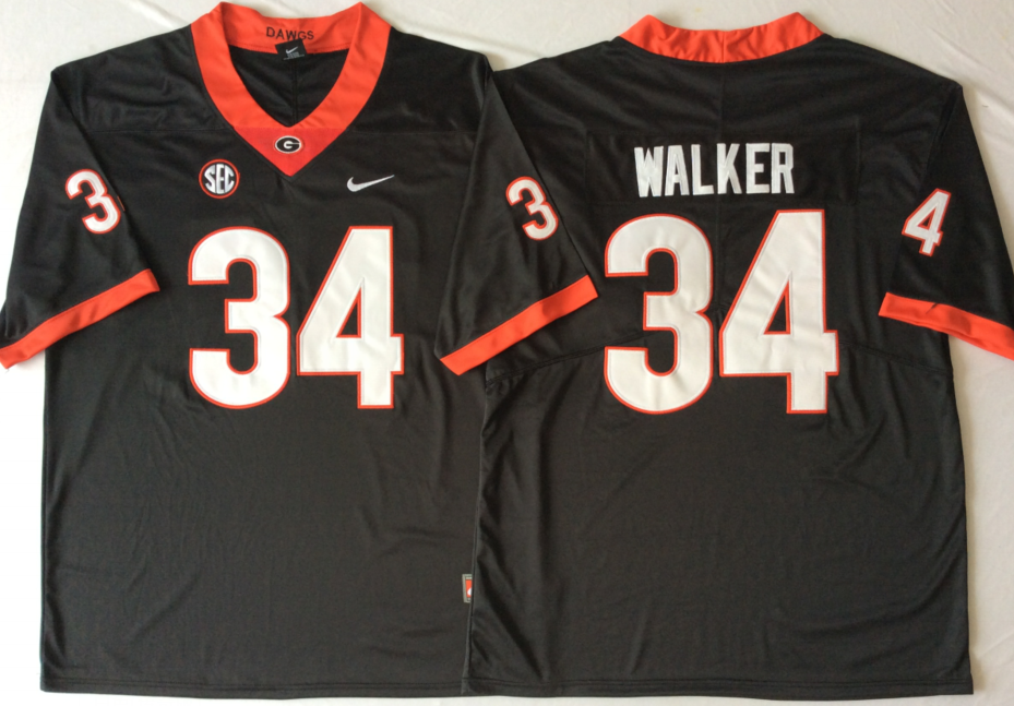 NCAA Men Georgia Bulldogs Black #34 WALKER